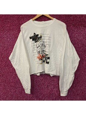 Pink Floyd The wall White Long Sleeve Crop Top size XL